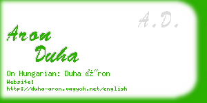 aron duha business card